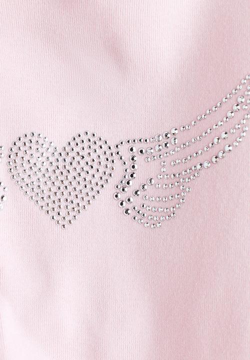 H&M - Embellished-motif t-shirt - light pink/heart