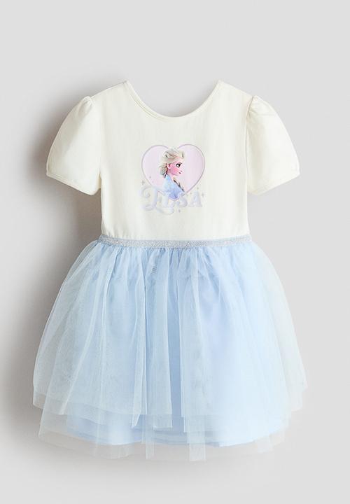 Printed tulle-skirt dress - cream/frozen