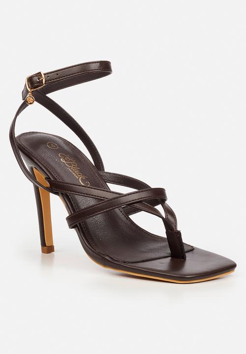 Miss Black - Razz 3 ankle-strap toe thong heel - chocolate