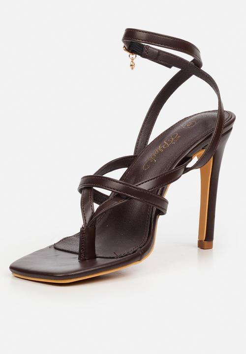 Miss Black - Razz 3 ankle-strap toe thong heel - chocolate