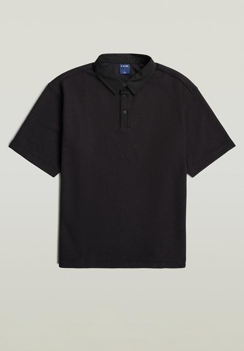 G-STAR - Heavy Waffle Loose Polo S\S - Dk Black