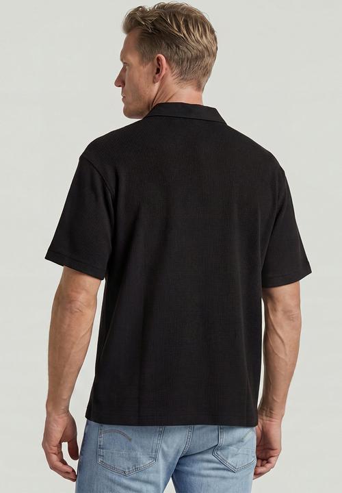 G-STAR - Heavy Waffle Loose Polo S\S - Dk Black