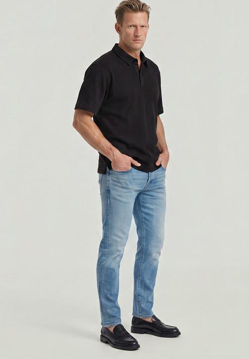 G-STAR - Heavy Waffle Loose Polo S\S - Dk Black