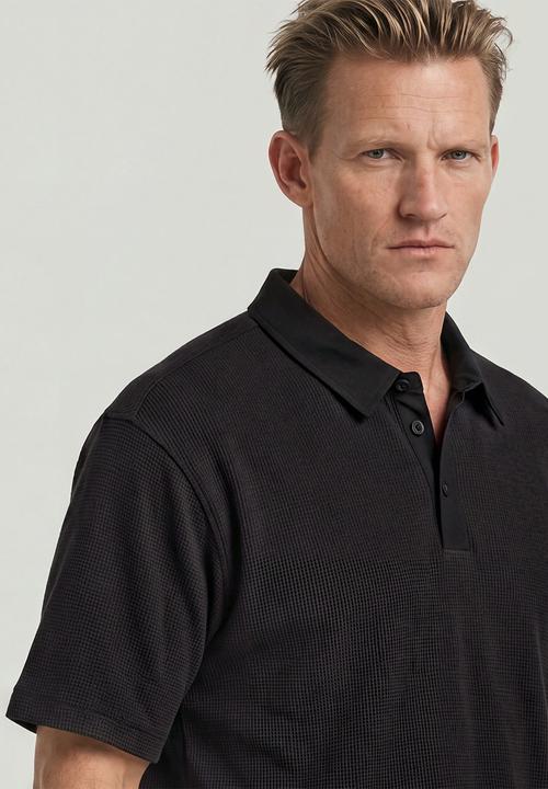 G-STAR - Heavy Waffle Loose Polo S\S - Dk Black