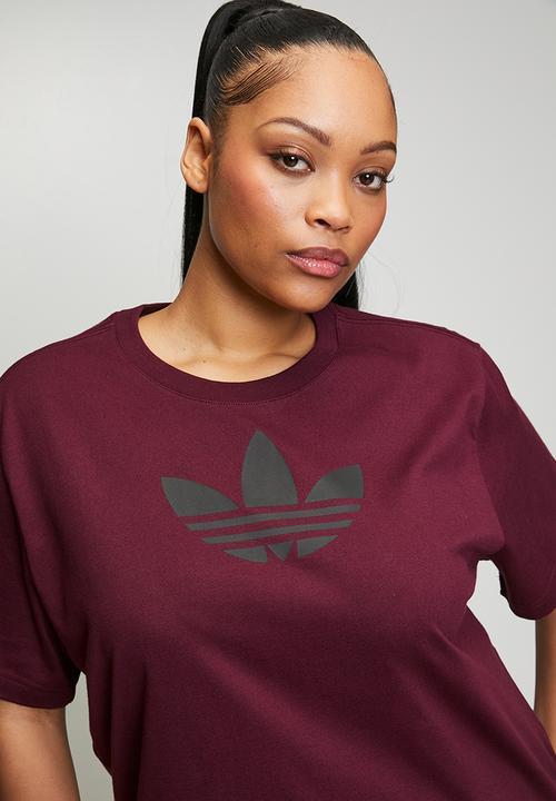 adidas Originals - Plus trefoil boxy t w tee - maroon/black