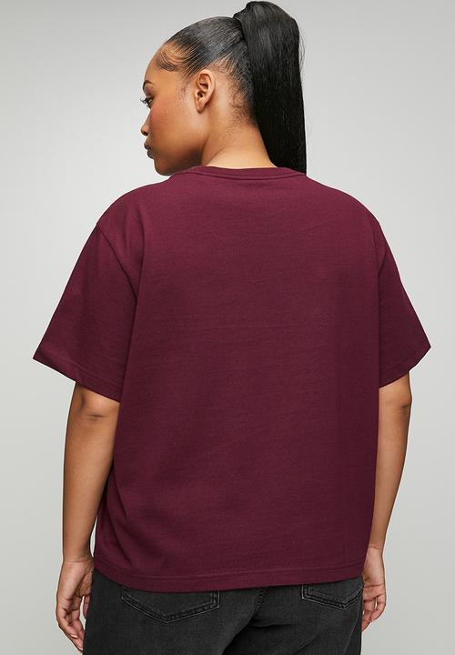 adidas Originals - Plus trefoil boxy t w tee - maroon/black