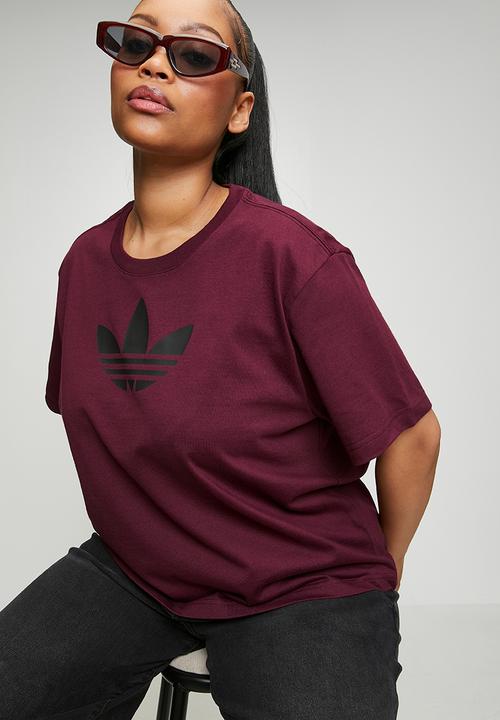 adidas Originals - Plus trefoil boxy t w tee - maroon/black