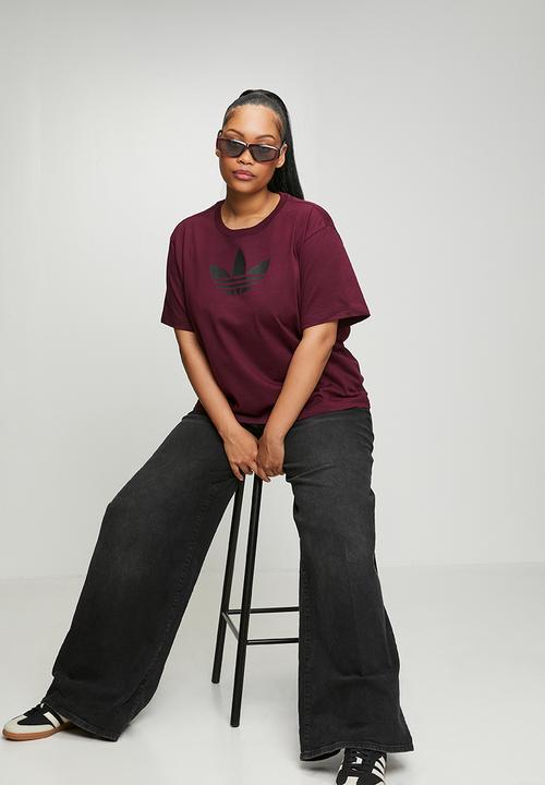 adidas Originals - Plus trefoil boxy t w tee - maroon/black