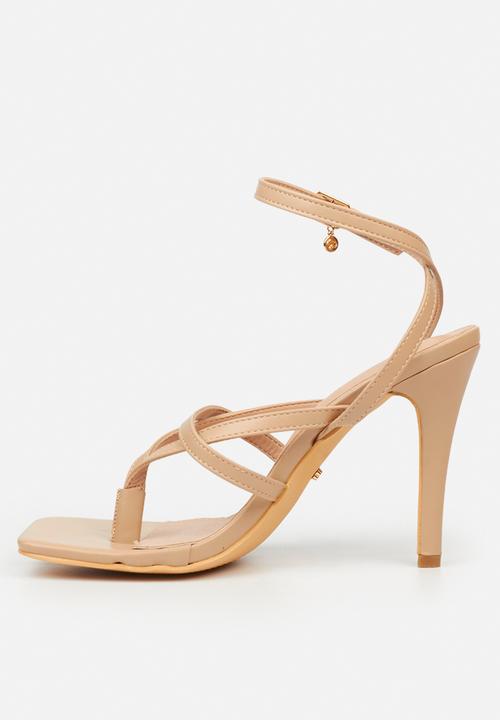 Miss Black - Razz 3 ankle-strap toe thong heel - natural