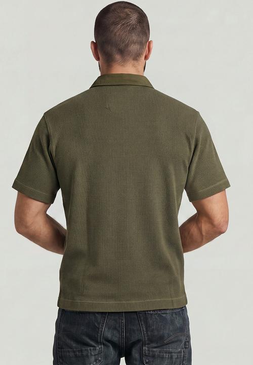 G-STAR - Heavy Waffle Loose Polo S\S - Dark Khaki