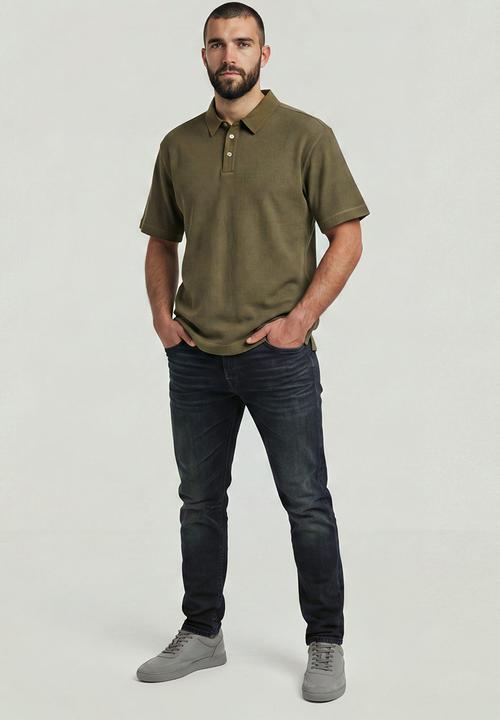G-STAR - Heavy Waffle Loose Polo S\S - Dark Khaki