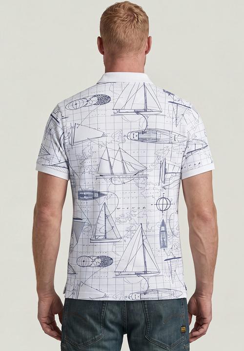 G-STAR - Dunda Slim Aop Polo - White
