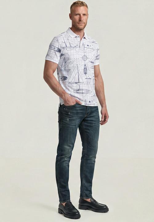 G-STAR - Dunda Slim Aop Polo - White