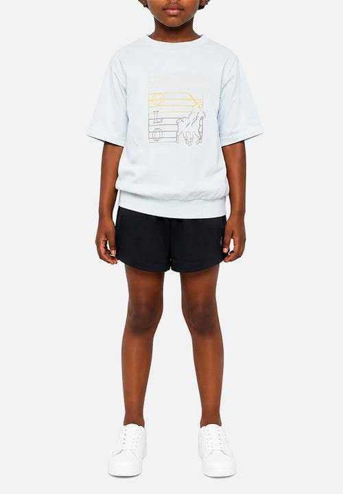POLO - Girls Isabella Printed Blouson Short Sleeve Tee - Ice Blue