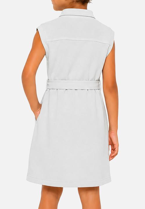POLO - Girls Daniela Applique Short Sleeve Dress - Blue Grey