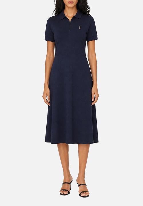 POLO - Wmn Emily Short Sleeve Fit & Flare Golfer Dress - Carbon