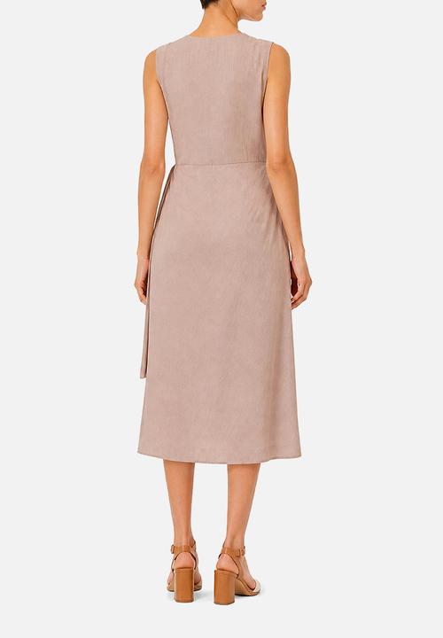 POLO - Wmn Zinhle Sleeveless Mock Wrap Dress - Mushroom