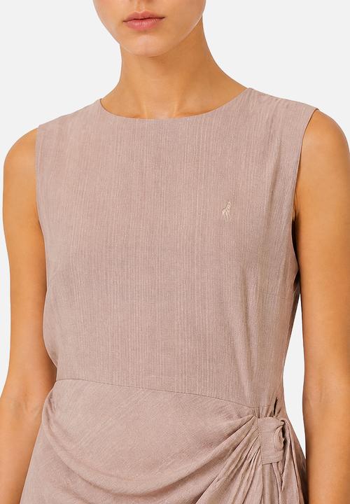 POLO - Wmn Zinhle Sleeveless Mock Wrap Dress - Mushroom