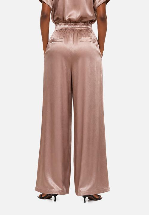 POLO - Wmn Gia Elasticated Wide Leg Pants - Mushroom
