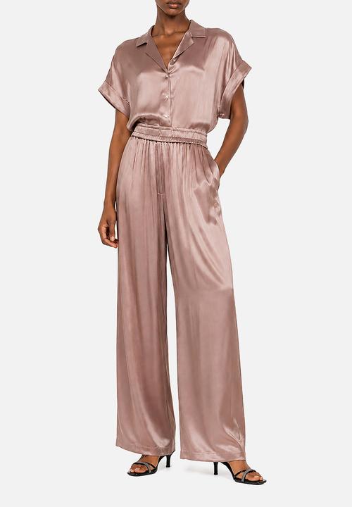 POLO - Wmn Gia Elasticated Wide Leg Pants - Mushroom