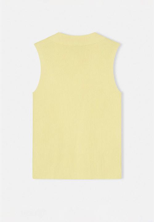 Trendyol - Plus polo neck ribbed knit blouse - yellow
