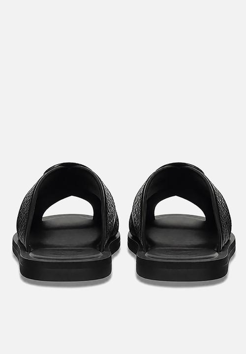 POLO - Braided Cross Leather Sandal - Black