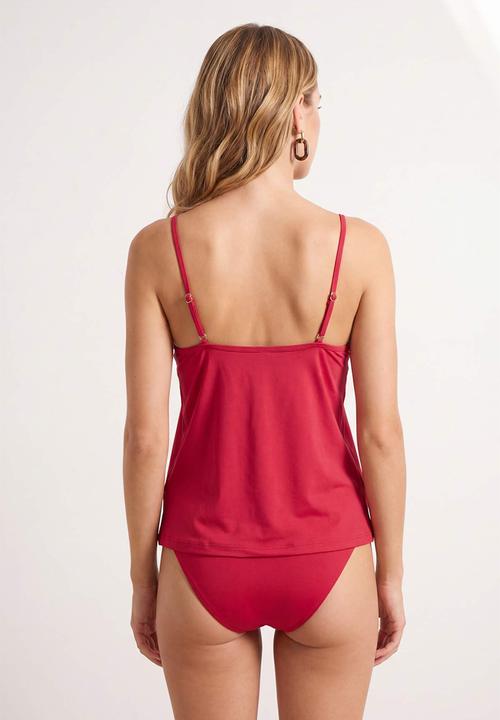 Trendyol - Flounce tankini bikini set - burgundy