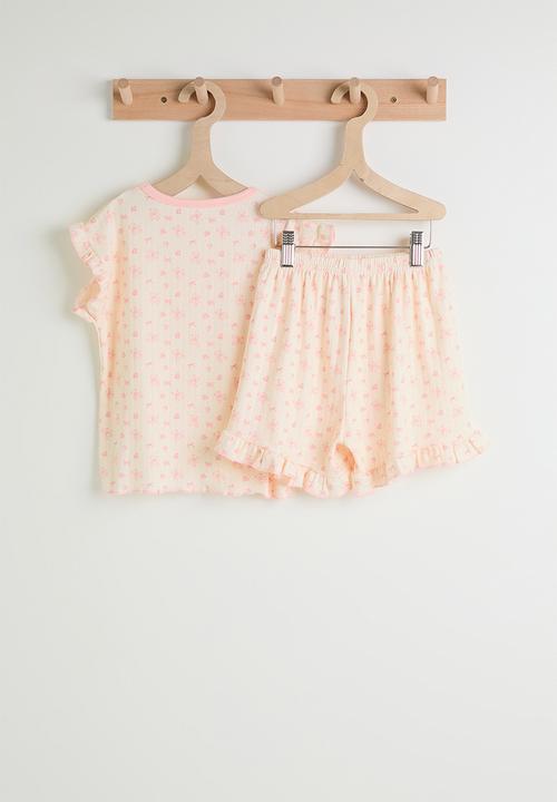 Pop Candy - Aop tee and shorts - light peach