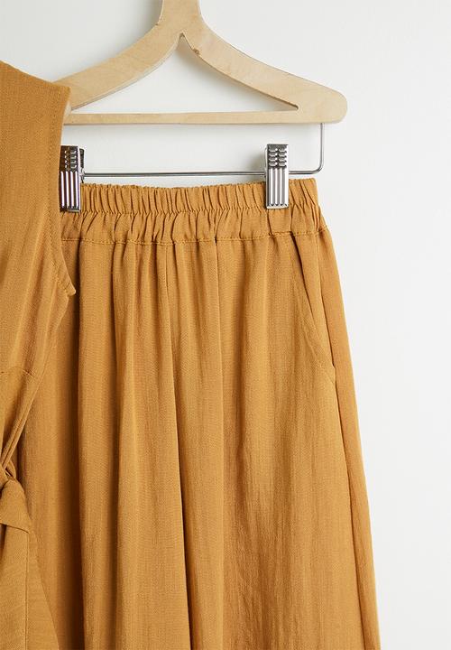 Pop Candy - Wrap-around top & wide leg pants - brown