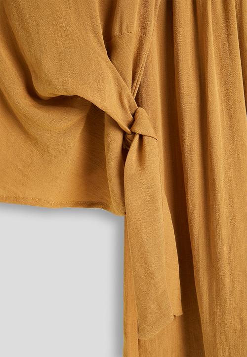 Pop Candy - Wrap-around top & wide leg pants - brown