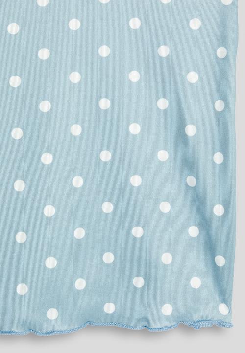 Pop Candy - Polka dot lettuce hem tee - light blue