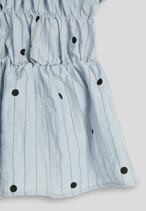 Pop Candy - Pin-striped smocked bodice top - powder blue