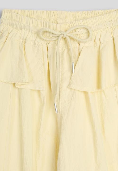 Pop Candy - Peplum frill barrel leg pants - powder yellow