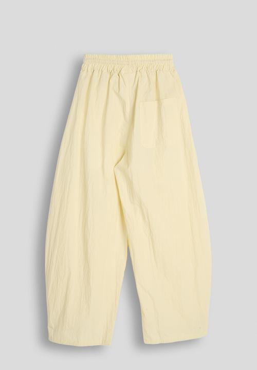 Pop Candy - Peplum frill barrel leg pants - powder yellow