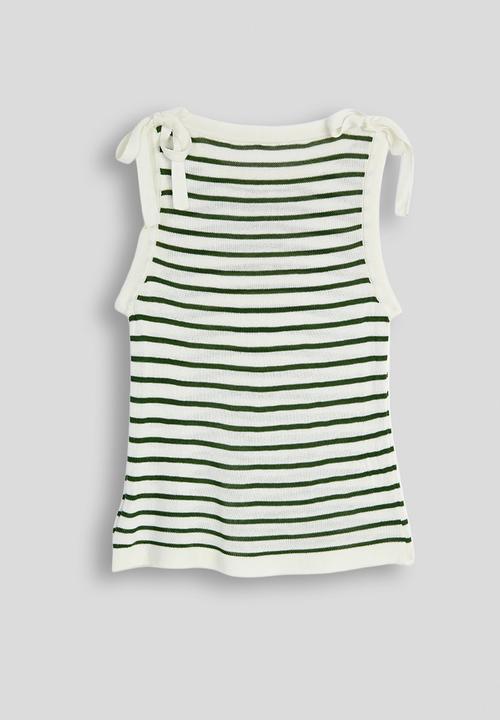 Pop Candy - Striped tank top - white & green