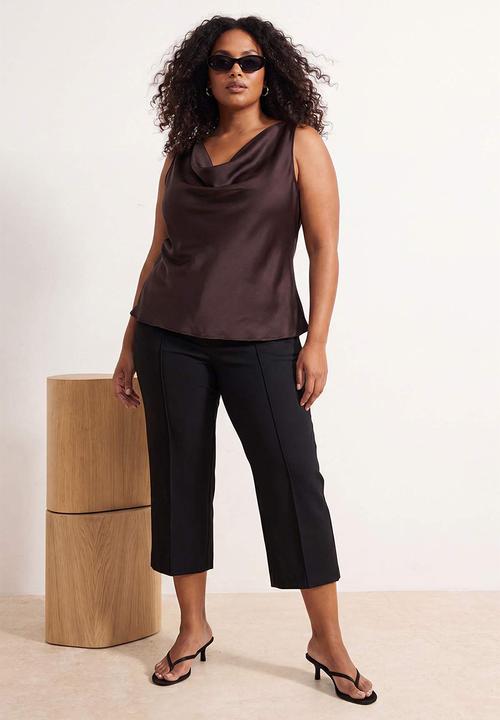 Trendyol - Plus satin woven blouse - dark brown