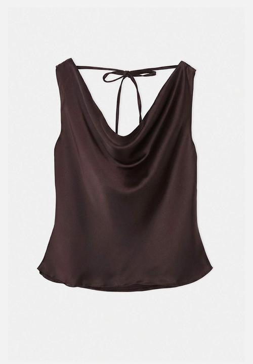 Trendyol - Plus satin woven blouse - dark brown