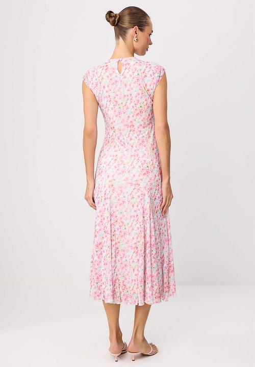 Trendyol - Abstract Floral Print A-Line Maxi Knit Dress - Multicolour
