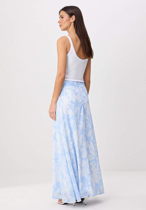 Trendyol - A-Line Flared Chiffon Maxi Skirt - Light Blue