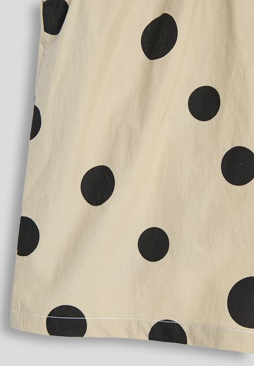 Pop Candy - Macro dot gathered neckline blouse - khaki