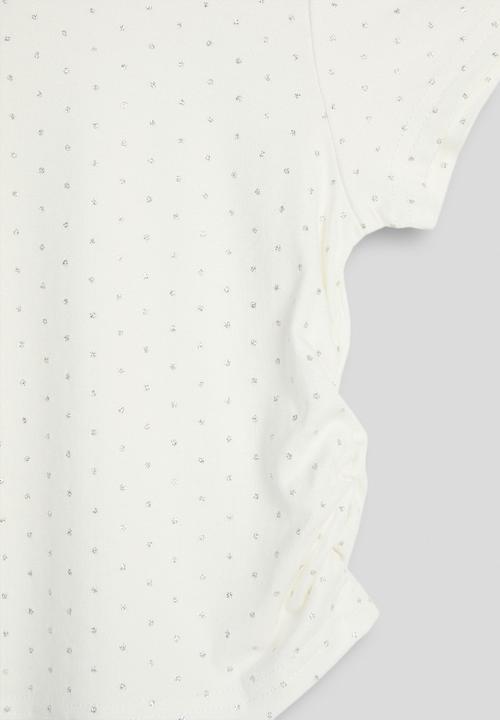 Pop Candy - Micro dot printed side ruched tee - white