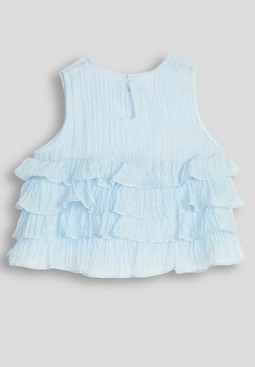 Pop Candy - Ruffle tier peplum top - pastel blue