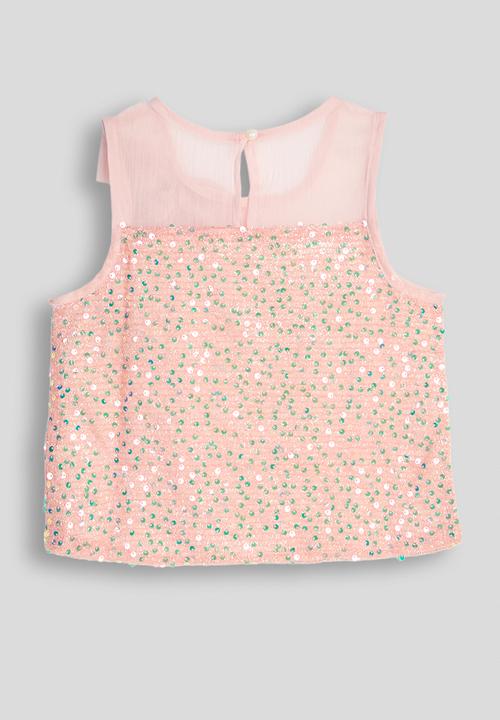 Pop Candy - Sequin & mesh top with bow detail - pink