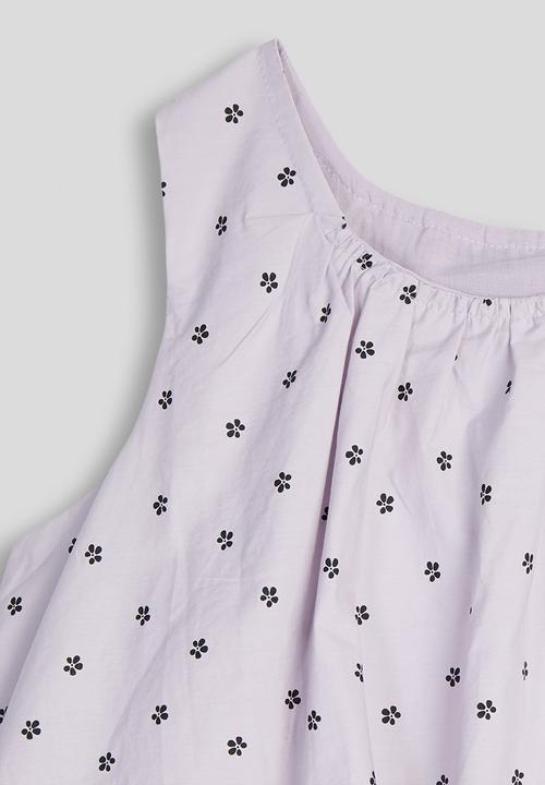 Pop Candy - Mini floral bubble hem top - light lilac