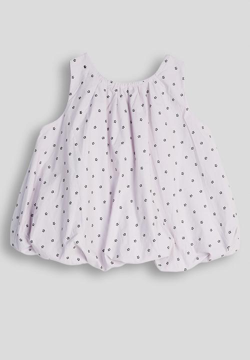 Pop Candy - Mini floral bubble hem top - light lilac