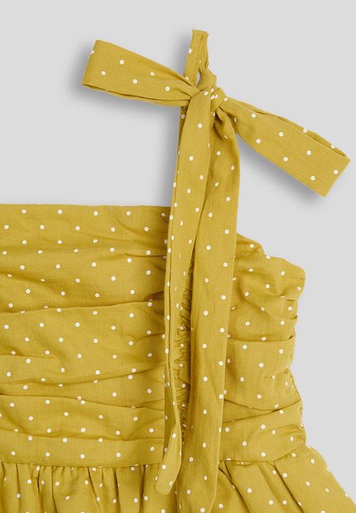 Pop Candy - Polka dot layered peplum cami - mustard