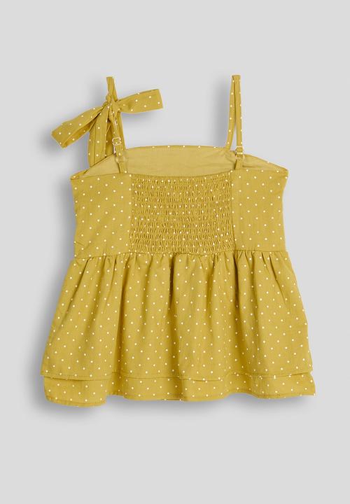 Pop Candy - Polka dot layered peplum cami - mustard