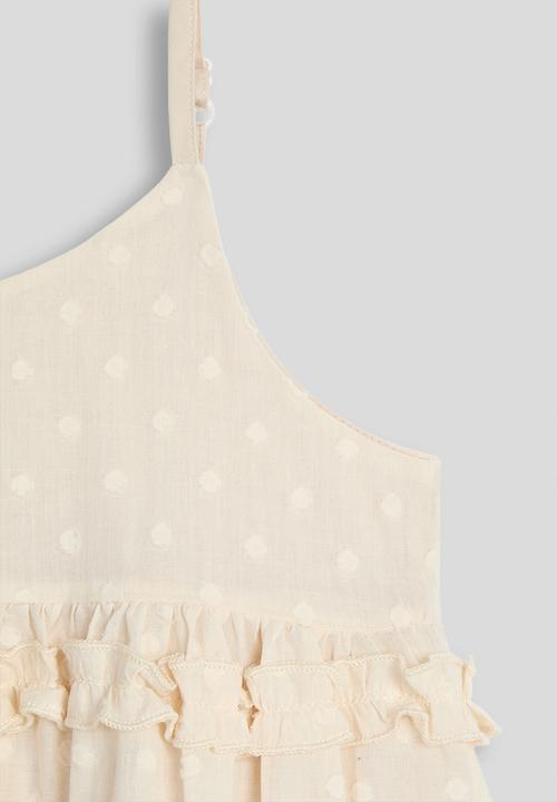 Pop Candy - Polk dot ruffle tier cami dress - oatmeal