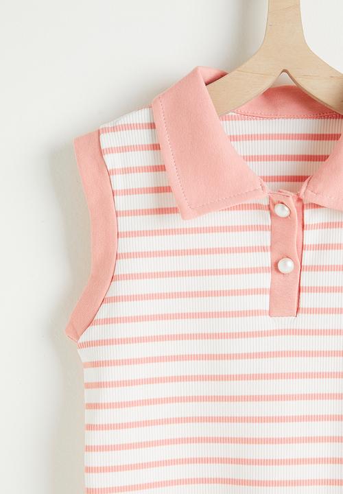 Pop Candy - Sleeveless golf shirt & shorts - pink stripe