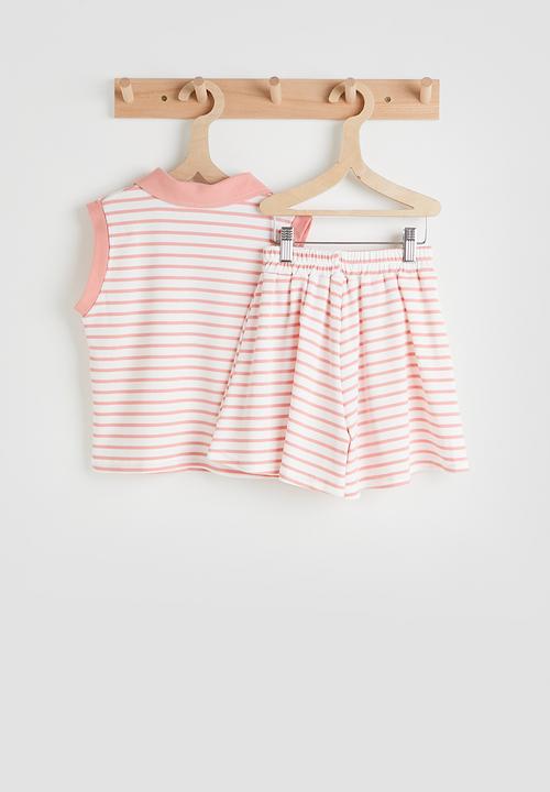 Pop Candy - Sleeveless golf shirt & shorts - pink stripe